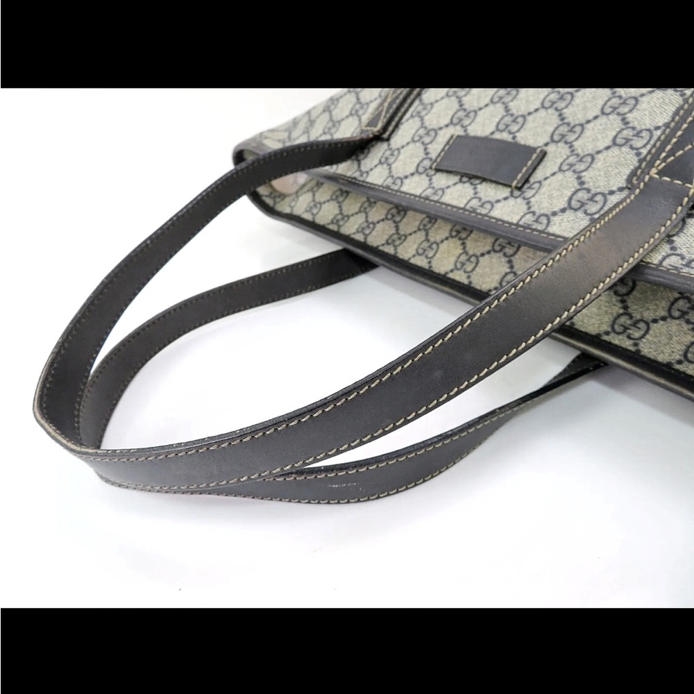 Gucci GG Supreme Monogram PVC Canvas & Leather Tote Navy - Picture 3 of 11